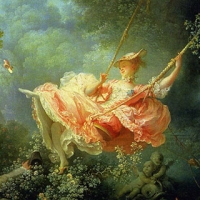 Cropped image of painting The Swing by Jean-Honoré Fragonard