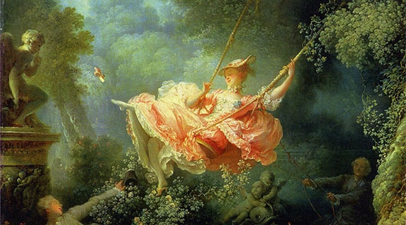 Cropped image of painting The Swing by Jean-Honoré Fragonard